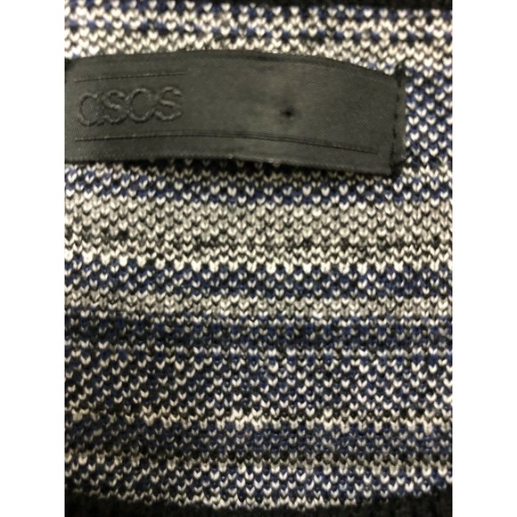 ASOS Mens Sweater Large Blue White Geometric Crewneck Long Sleeve Cotton - Picture 5 of 11